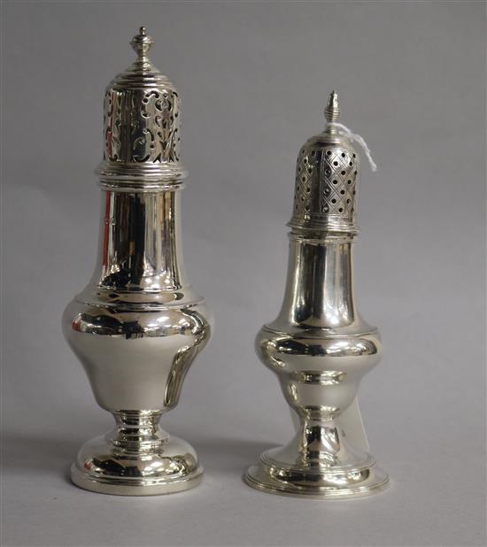 A George III silver pepperette, London, 1791 and a later silver pepperette, 5.5. oz.